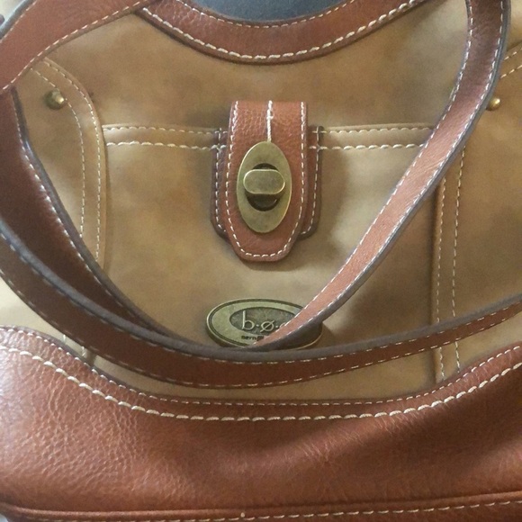 b.o.c. Born Brown Leather Shoulder Bucket Bag Zip Top Large Outer Pocket 10X10 - Picture 9 of 9